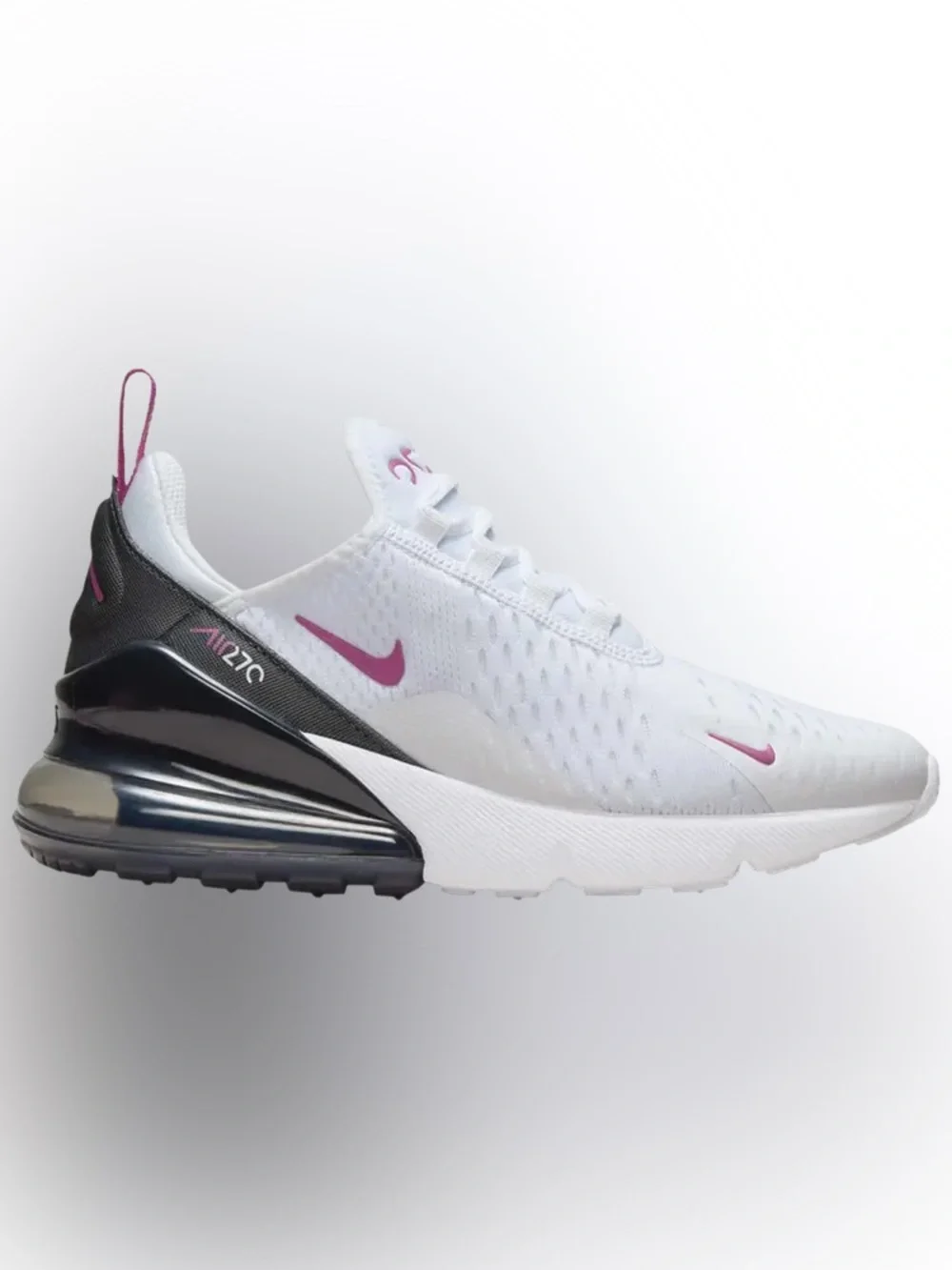 Nike Women's White Sneakers with Pink Swoosh